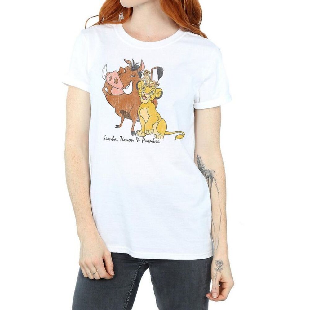The Lion King Womens/Ladies Classic Simba Timon & Pumba Cotton Boyfriend T-Shirt
